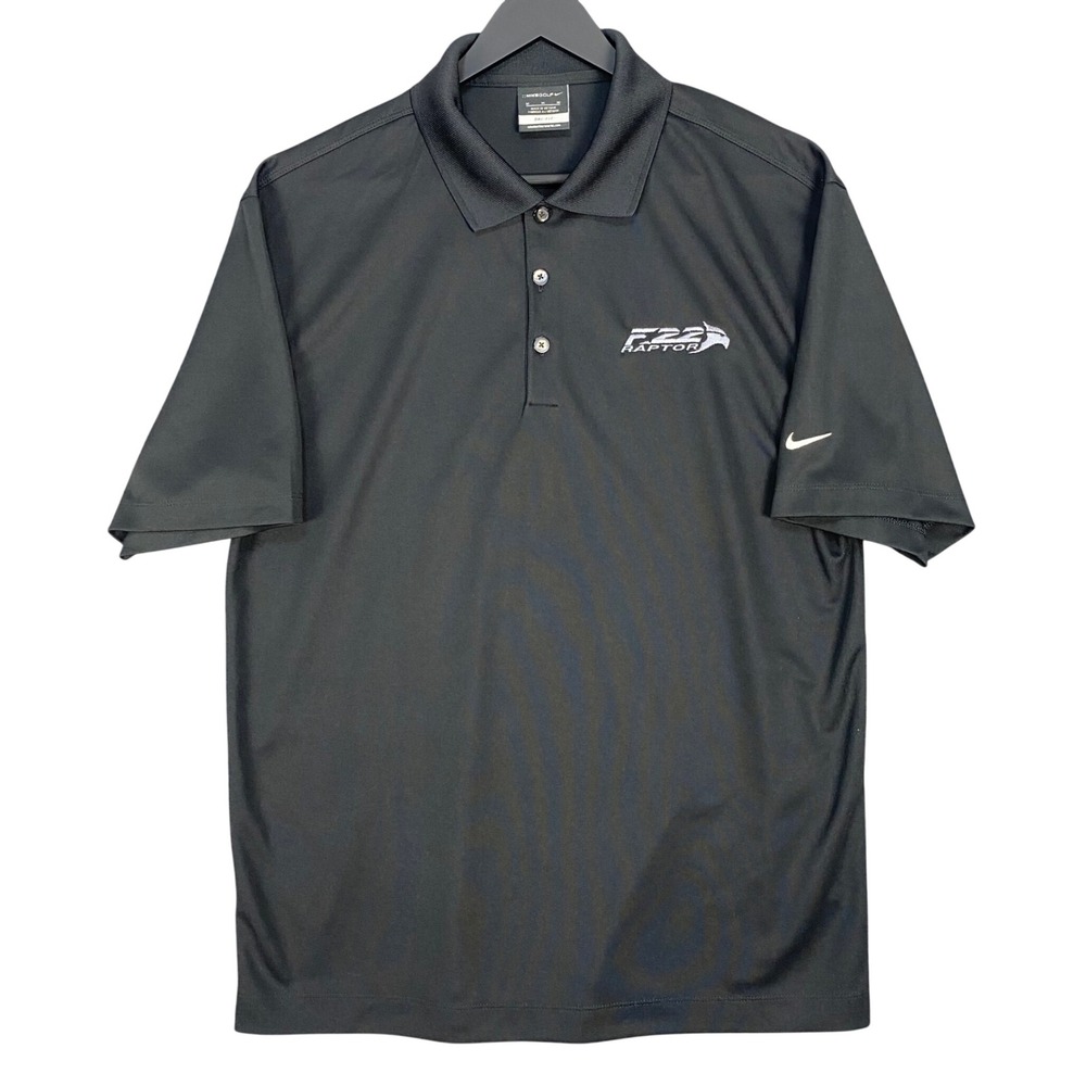 Nike Golf Polo Shirt F-22 Raptor Mens M Black Lockheed Martin Jet Fighter New